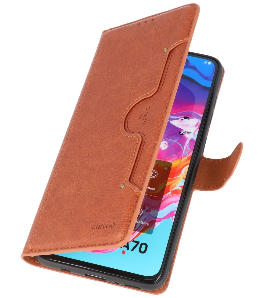 Luxury Wallet Case for Samsung Galaxy A70 Brown