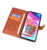 Luxury Wallet Case for Samsung Galaxy A70 Brown