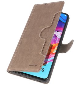 Funda billetera de lujo para Samsung Galaxy A70 gris