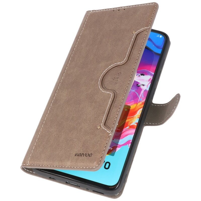 Luxury Wallet Case for Samsung Galaxy A70 Gray