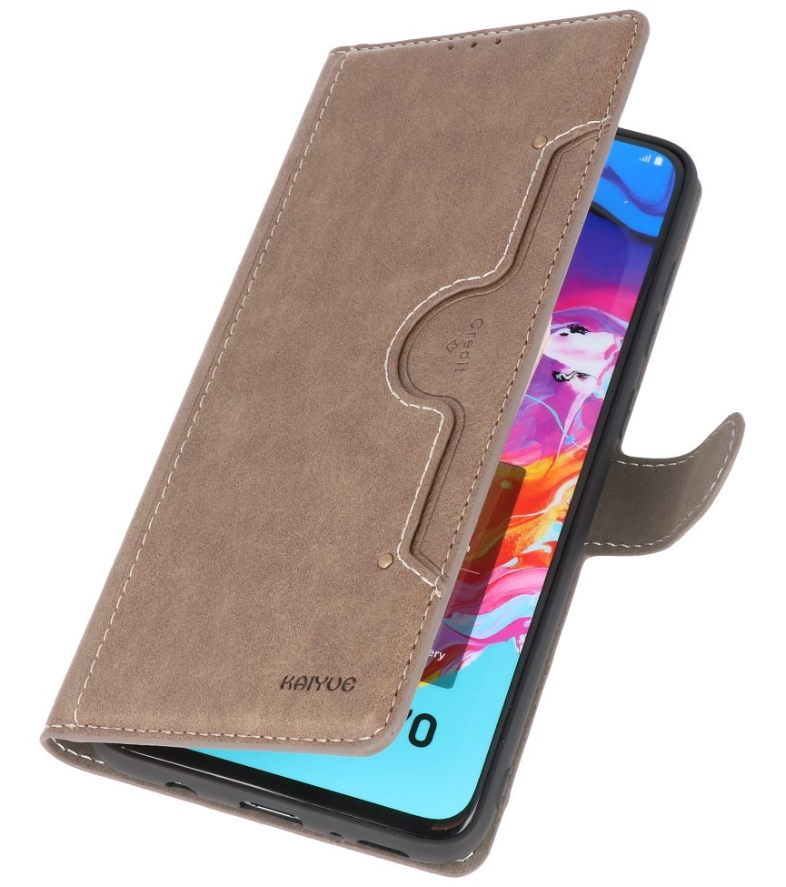Luksus tegnebog til Samsung Galaxy A70 Grå