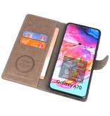 Etui Portefeuille de Luxe pour Samsung Galaxy A70 Gris