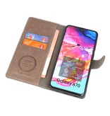 Luxury Wallet Case for Samsung Galaxy A70 Gray