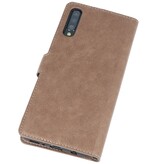 Funda billetera de lujo para Samsung Galaxy A70 gris