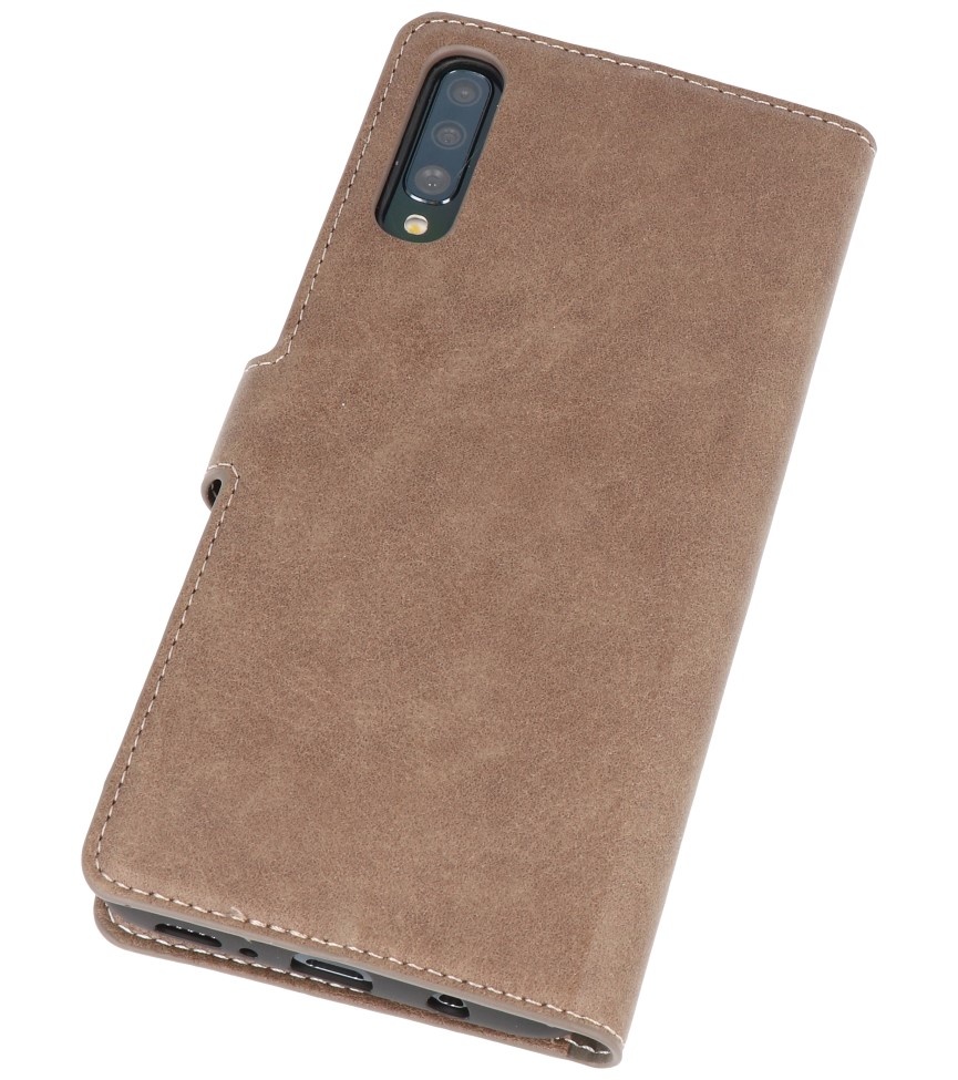 Luxury Wallet Case for Samsung Galaxy A70 Gray