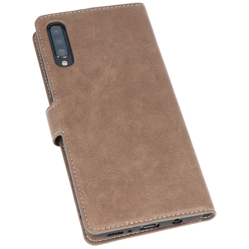 Luxury Wallet Case for Samsung Galaxy A70 Gray