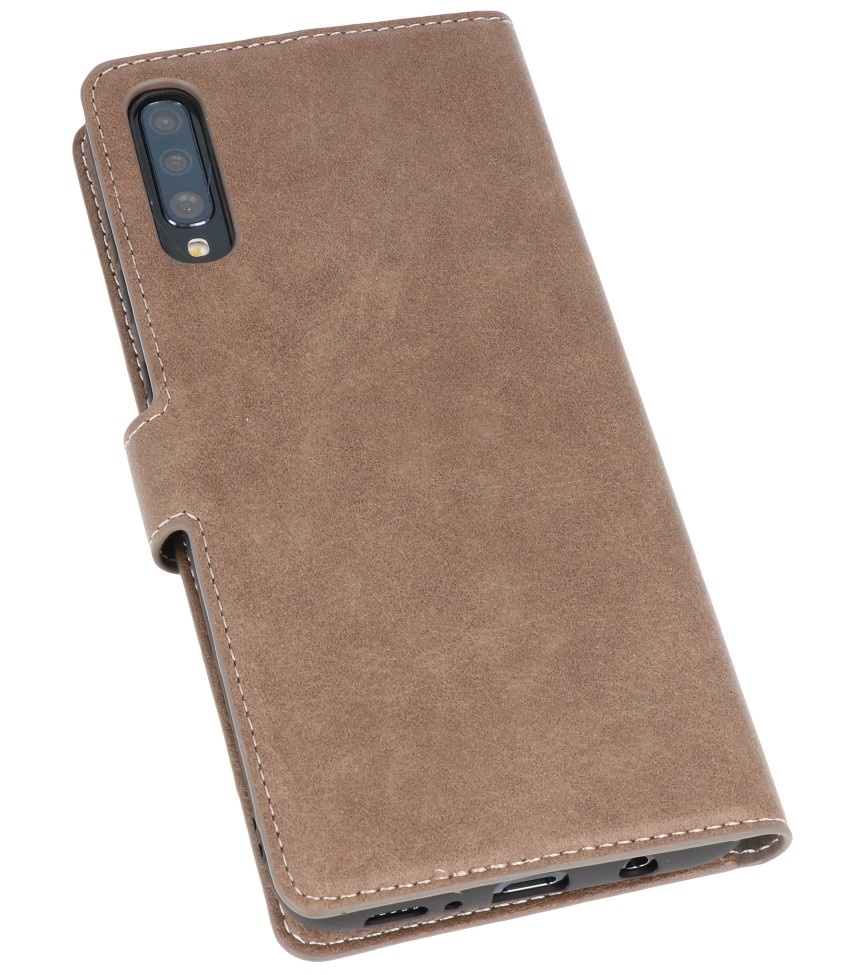 Luxury Wallet Case for Samsung Galaxy A70 Gray