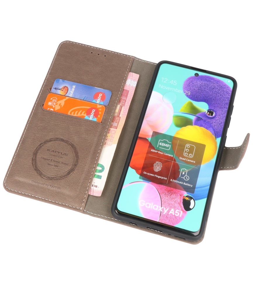 Luxury Wallet Case for Samsung Galaxy A51 Gray