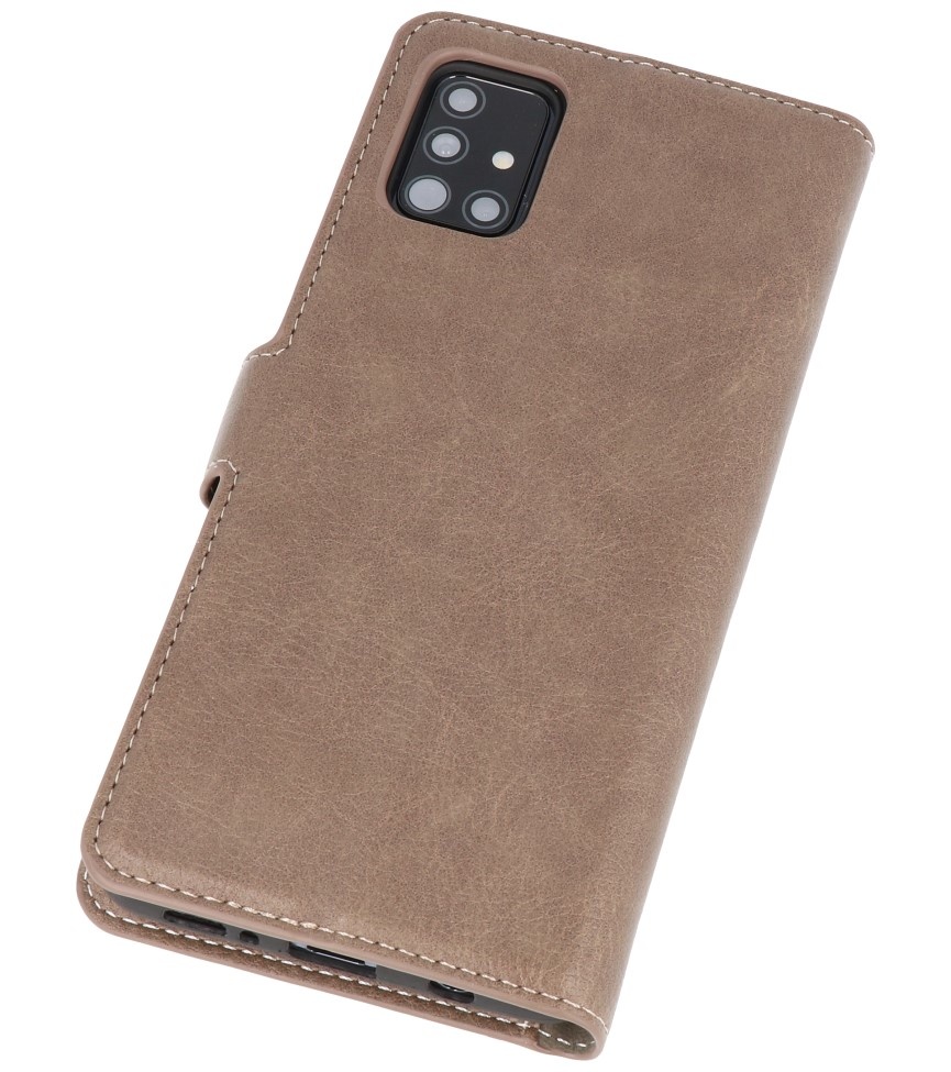 Funda billetera de lujo para Samsung Galaxy A51 gris