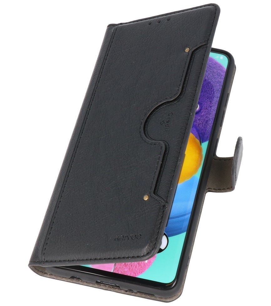 Estuche billetera de lujo para Samsung Galaxy A71 negro