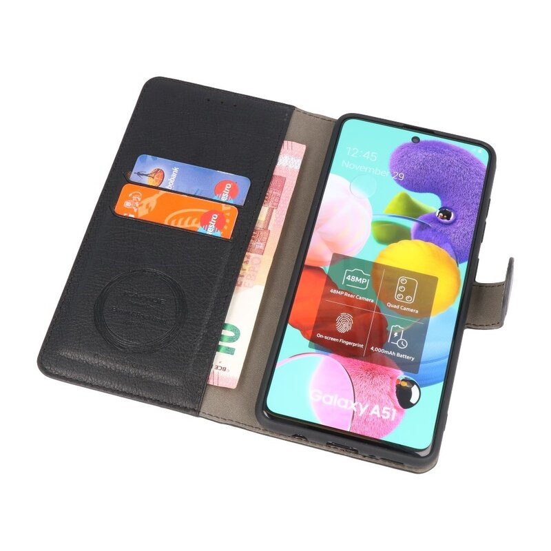 Luksus tegnebog til Samsung Galaxy A71 Sort