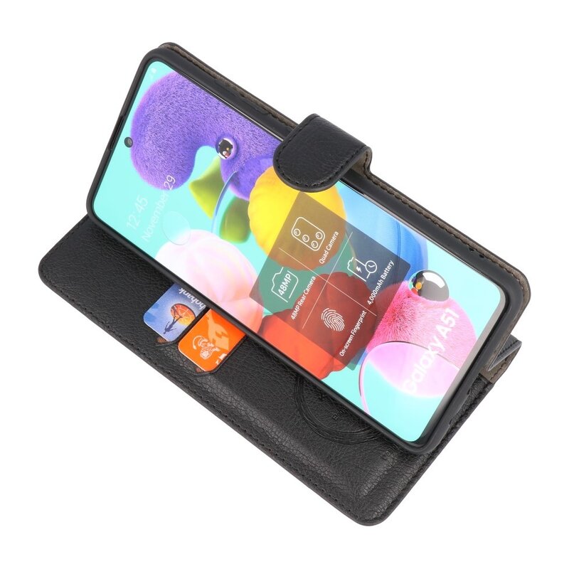 Luksus tegnebog til Samsung Galaxy A71 Sort