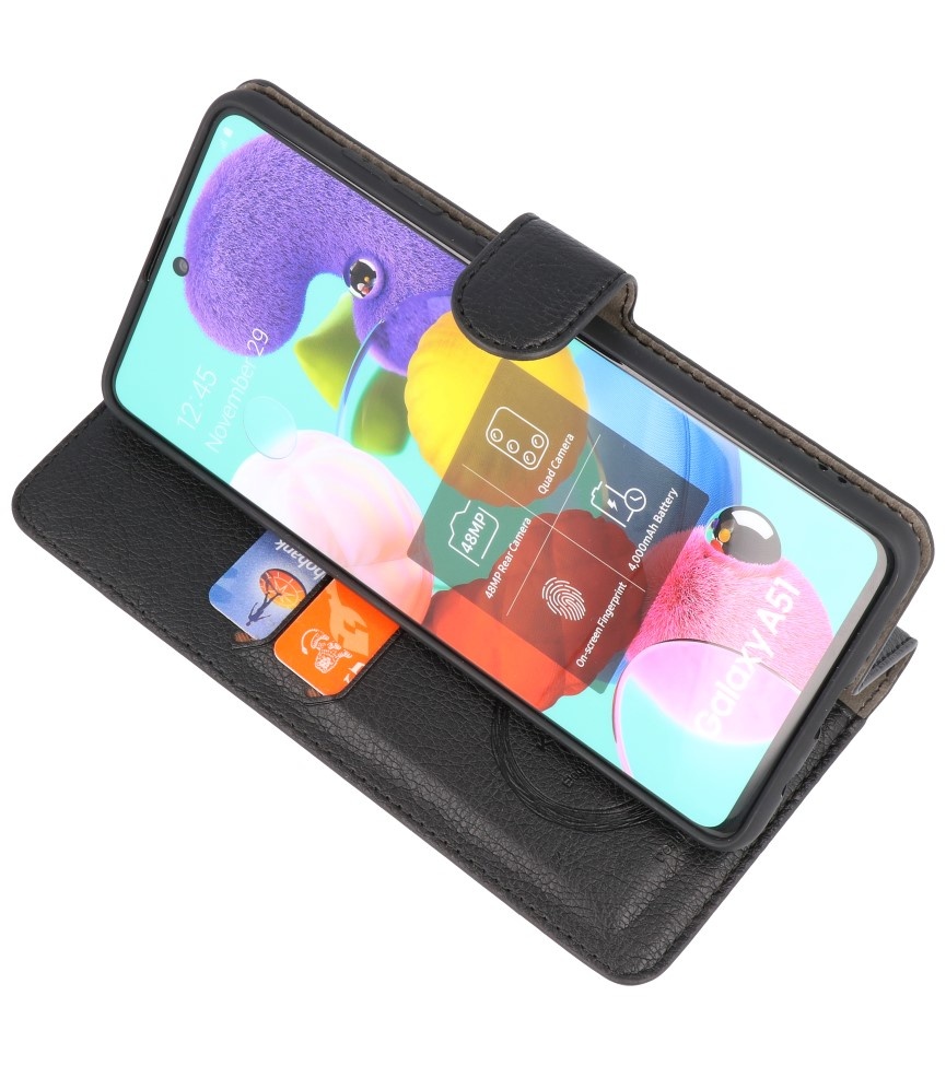 Estuche billetera de lujo para Samsung Galaxy A71 negro