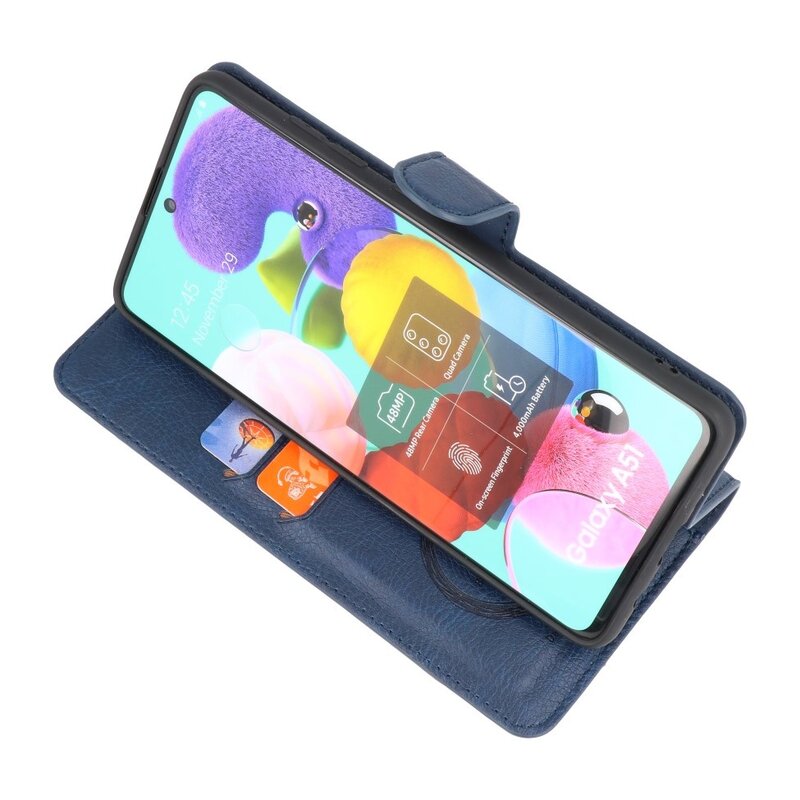 Etui Portefeuille de Luxe pour Samsung Galaxy A71 Marine