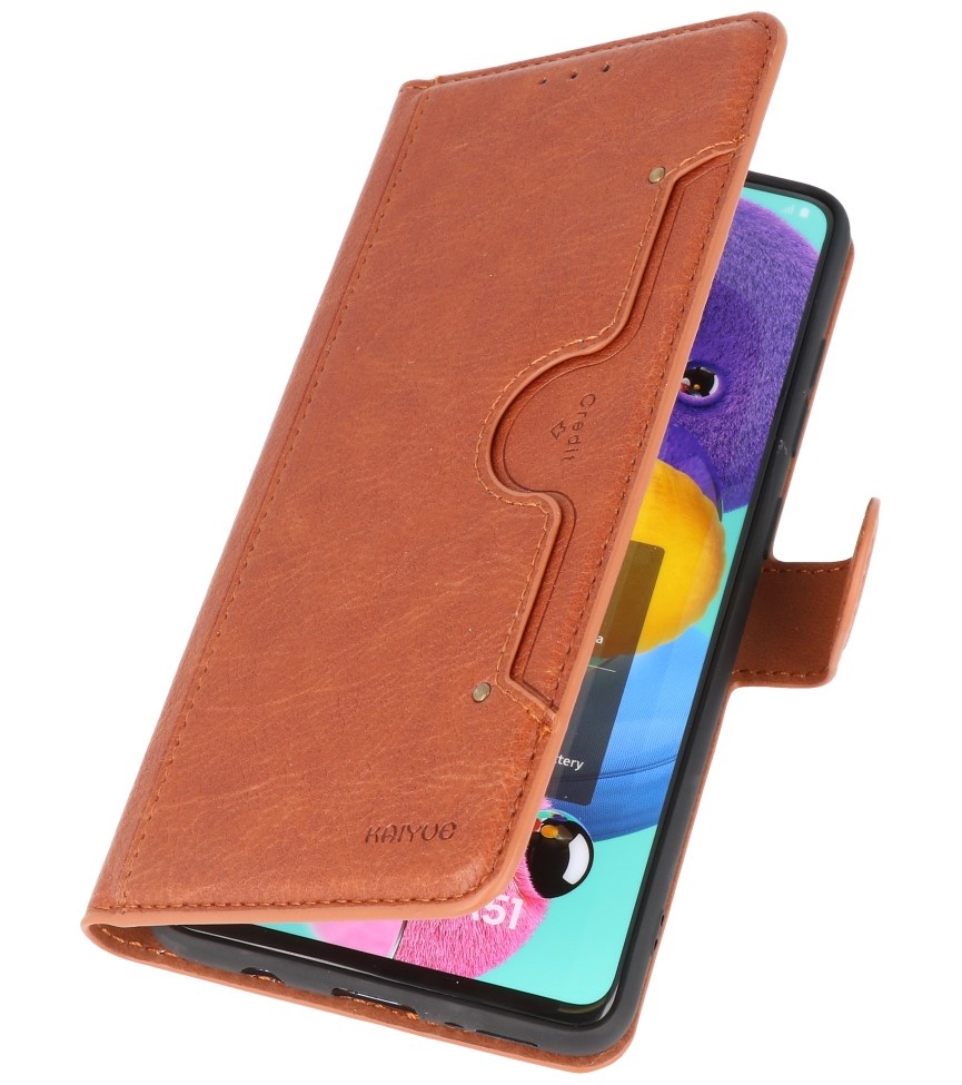 Luxury Wallet Case for Samsung Galaxy A71 Brown