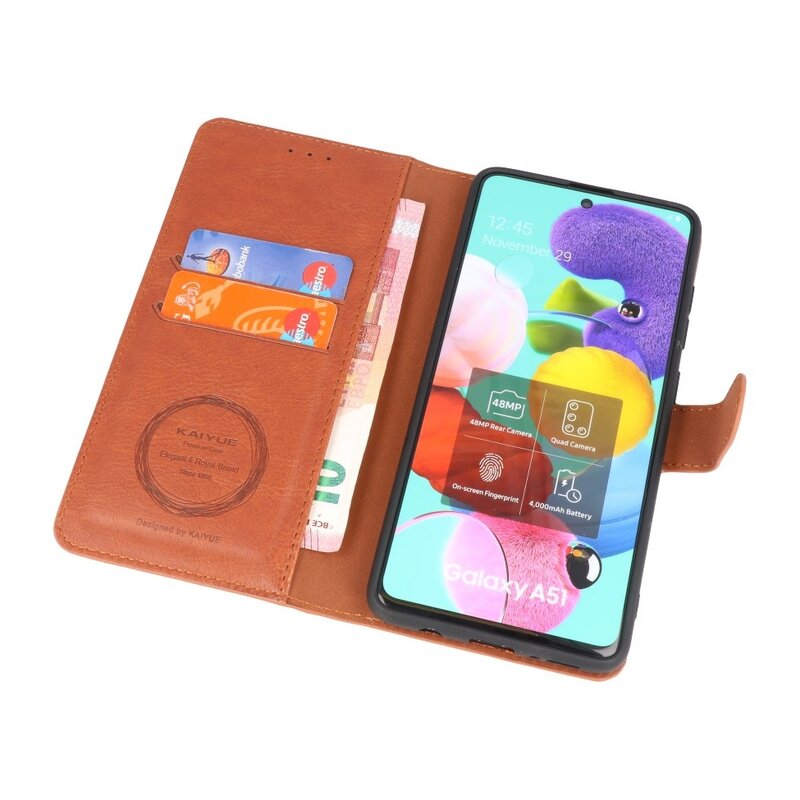 Etui Portefeuille de Luxe pour Samsung Galaxy A71 Marron