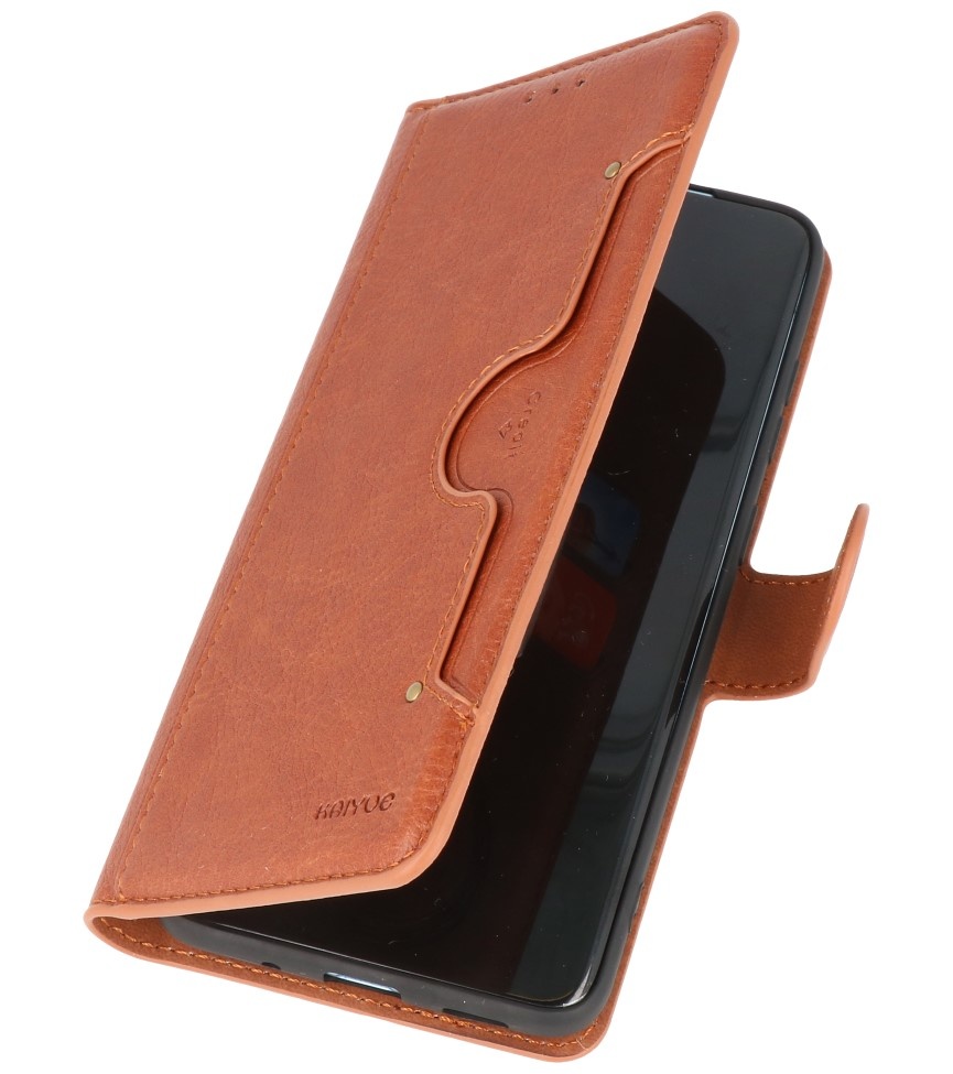 Estuche billetera de lujo para Samsung Galaxy S20 Marrón