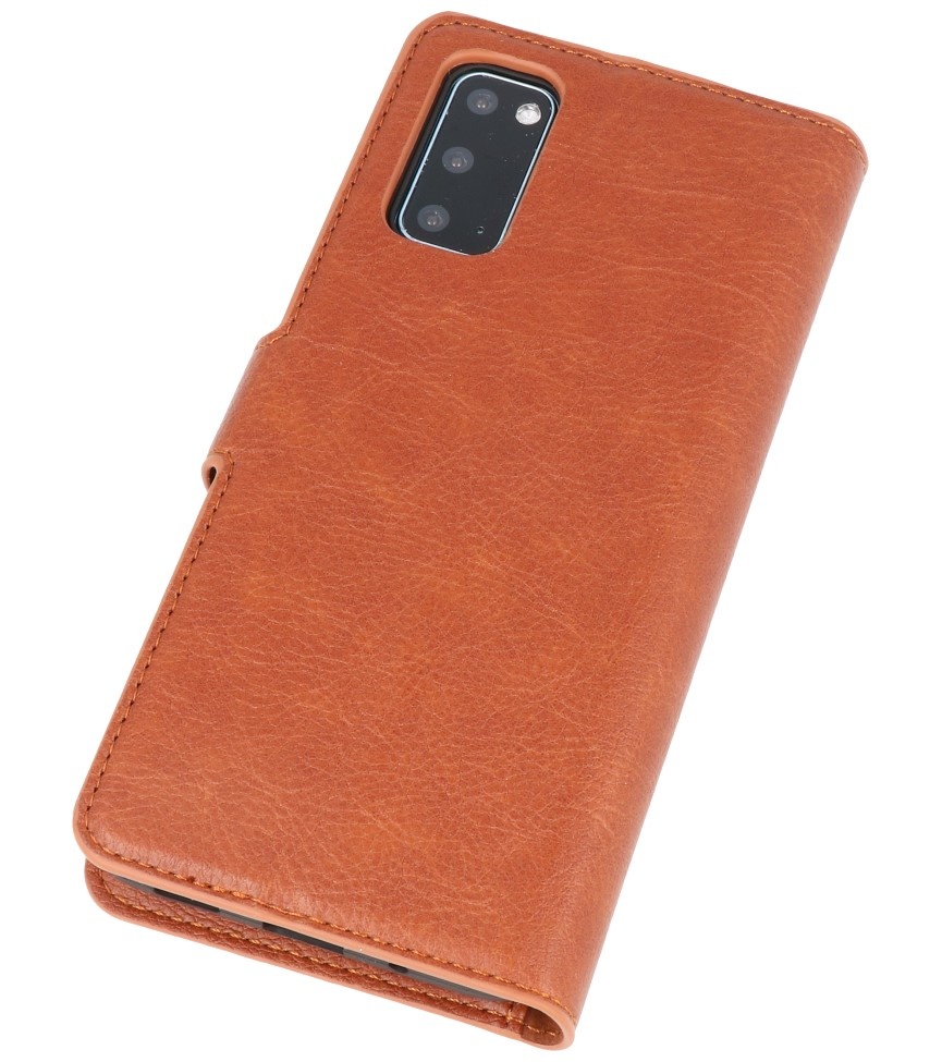 Estuche billetera de lujo para Samsung Galaxy S20 Marrón