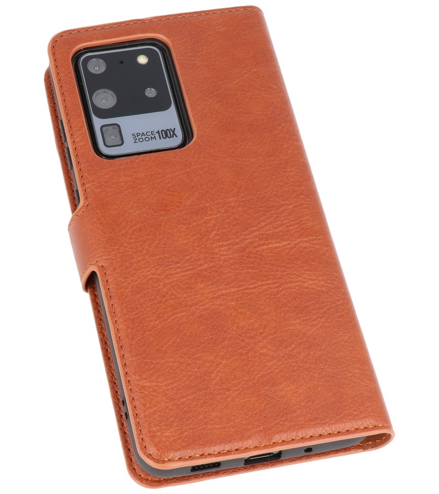 Custodia a portafoglio di lusso per Samsung Galaxy S20 Ultra marrone