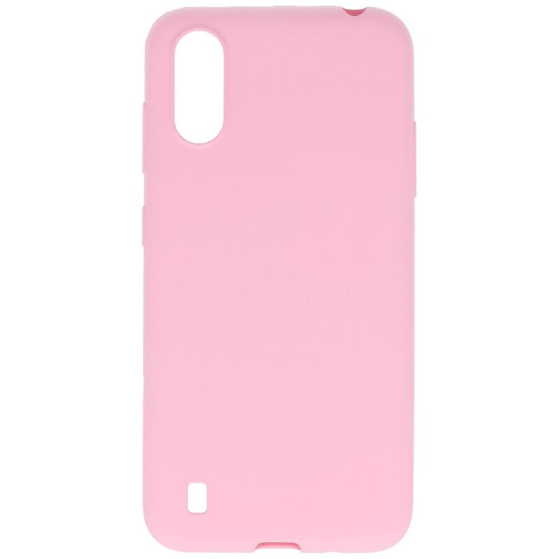 Farve TPU taske til Samsung Galaxy A01 Pink