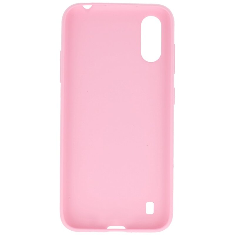 Farve TPU taske til Samsung Galaxy A01 Pink