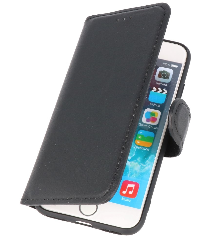 Étui Bookstyle MF en cuir fait main pour iPhone 8 - iPhone 7 noir