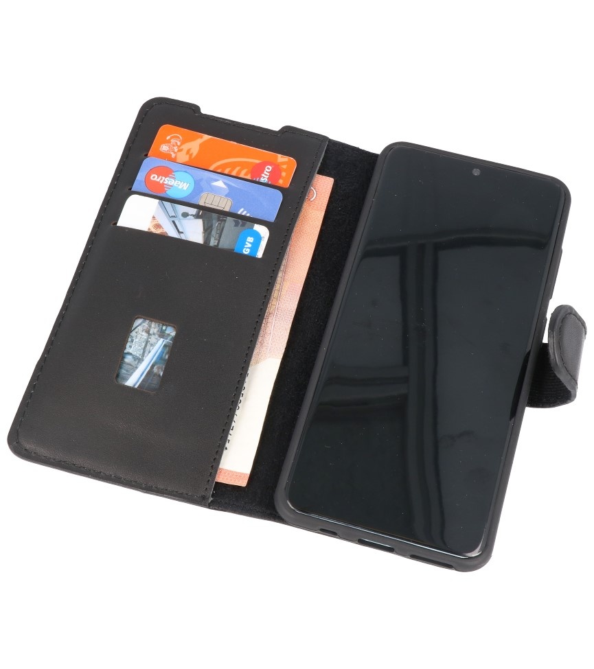 Funda de cuero hecha a mano MF Bookstyle para Samsung Galaxy S20 Negro