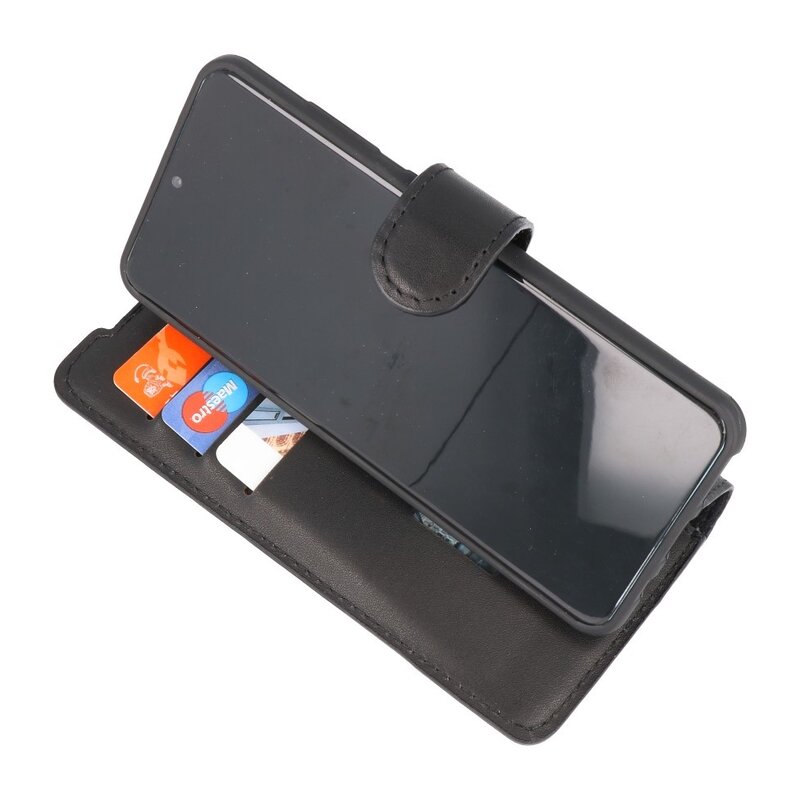 Custodia a libro in pelle MF fatta a mano per Samsung Galaxy S20 nera