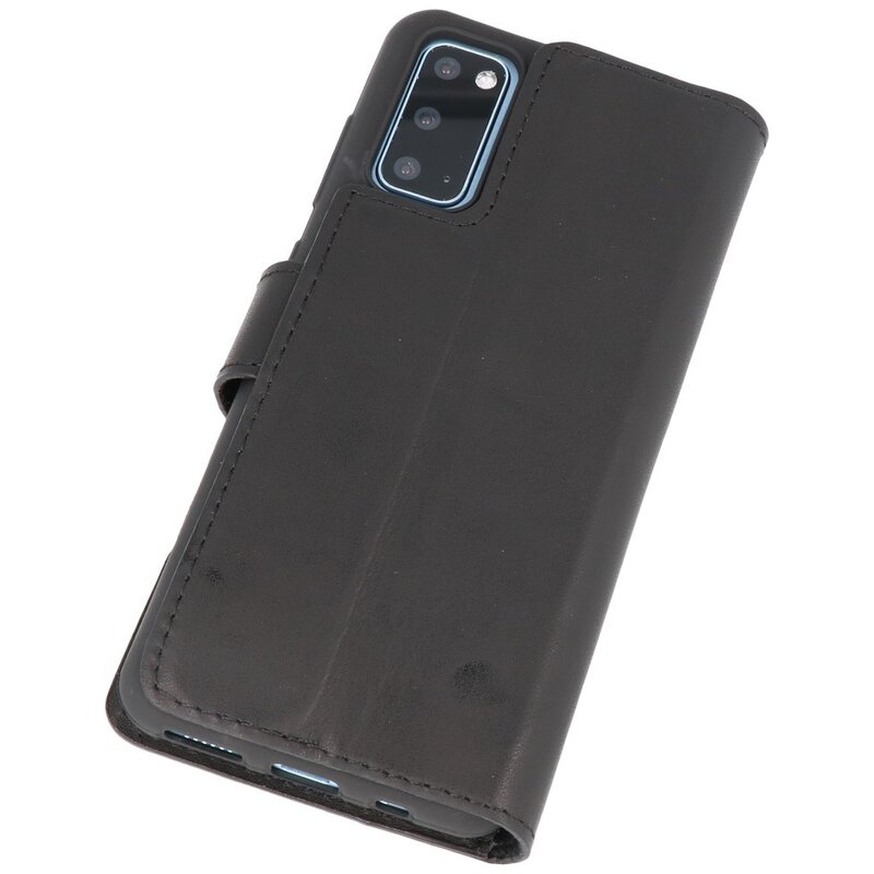 Custodia a libro in pelle MF fatta a mano per Samsung Galaxy S20 nera