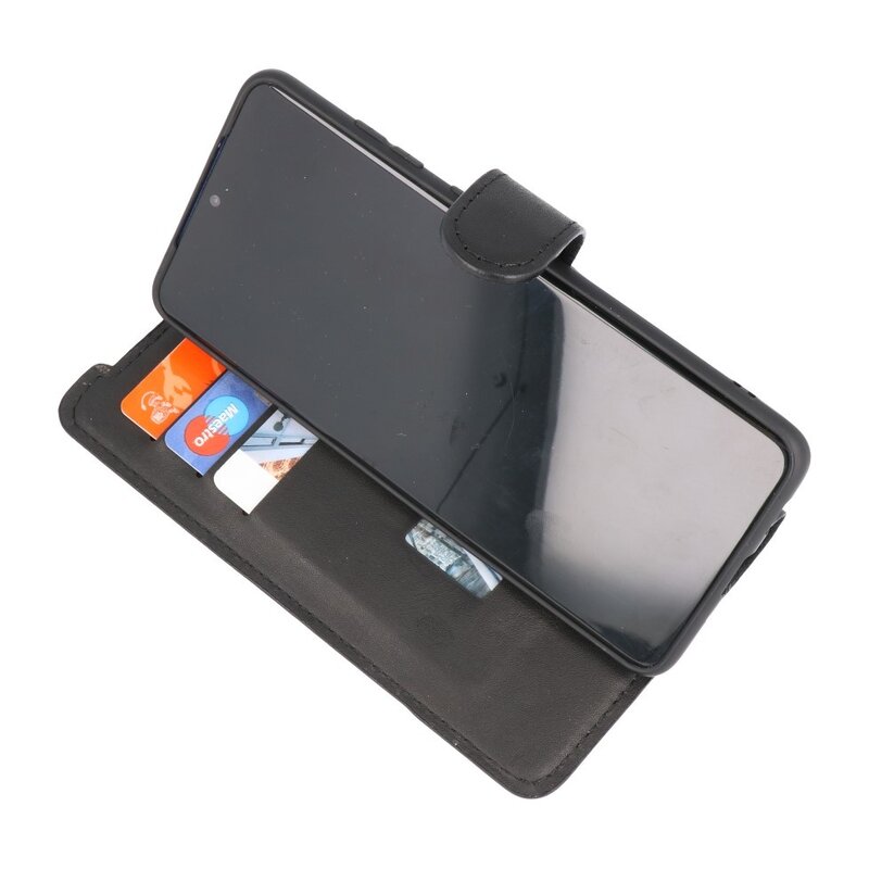 Étui Bookstyle MF en cuir fait main pour Samsung Galaxy S20 Plus Noir