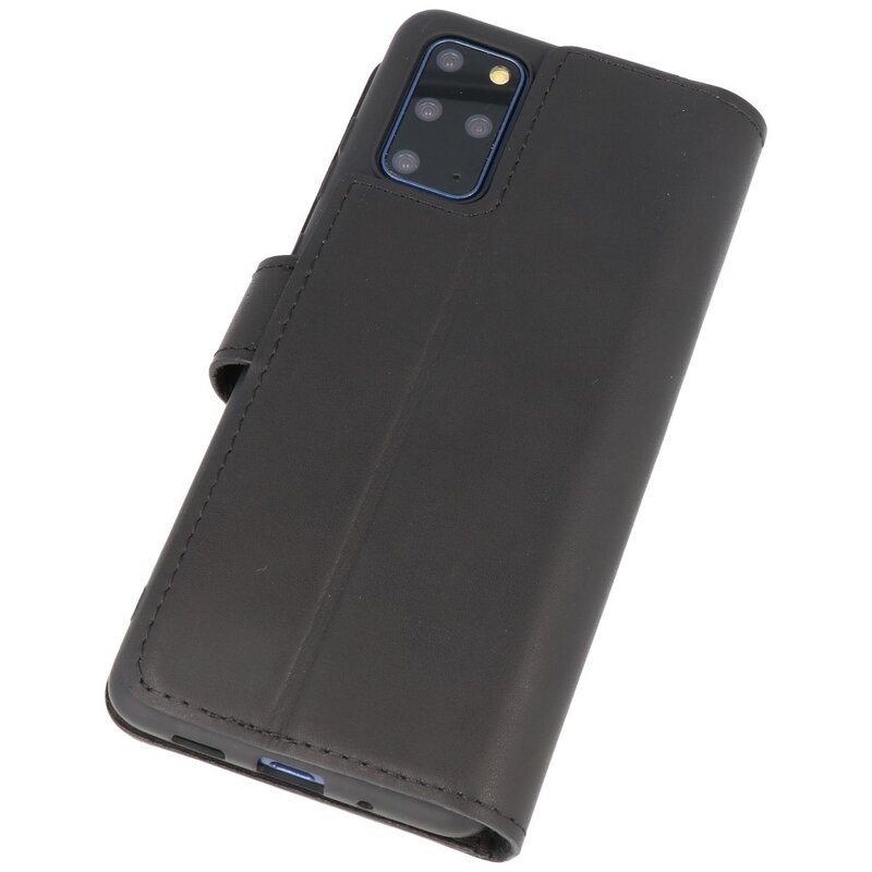 Étui Bookstyle MF en cuir fait main pour Samsung Galaxy S20 Plus Noir