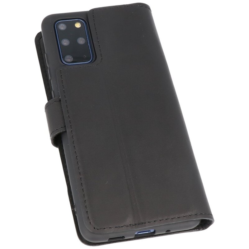 Étui Bookstyle MF en cuir fait main pour Samsung Galaxy S20 Plus Noir