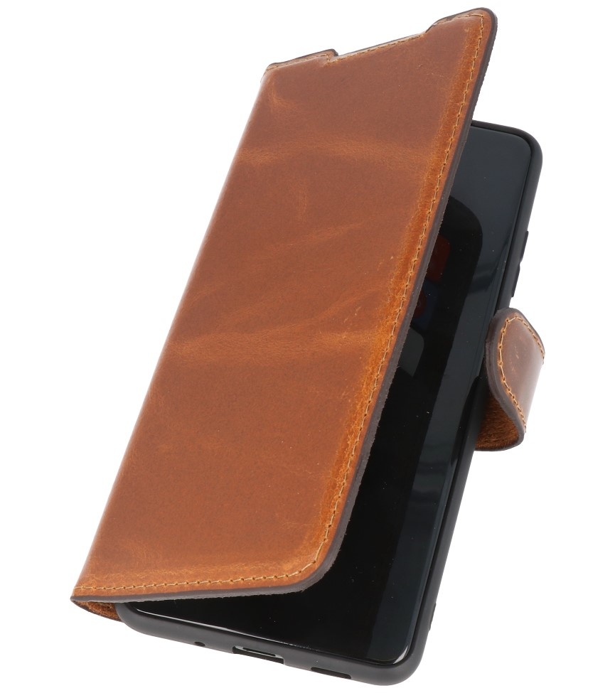 Funda de cuero hecha a mano MF Bookstyle para Samsung Galaxy S20 Ultra Brown