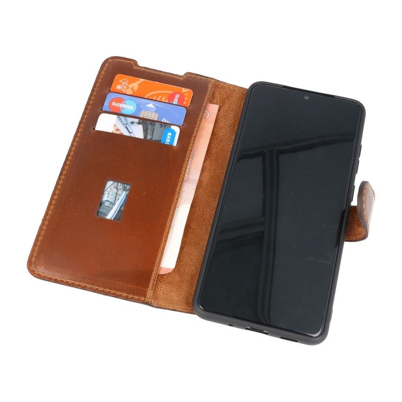 Custodia a libro in pelle MF fatta a mano per Samsung Galaxy S20 Ultra marrone