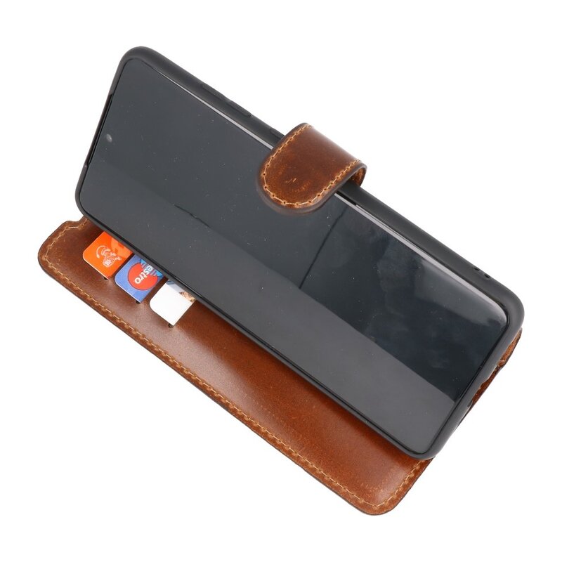 Custodia a libro in pelle MF fatta a mano per Samsung Galaxy S20 Ultra marrone