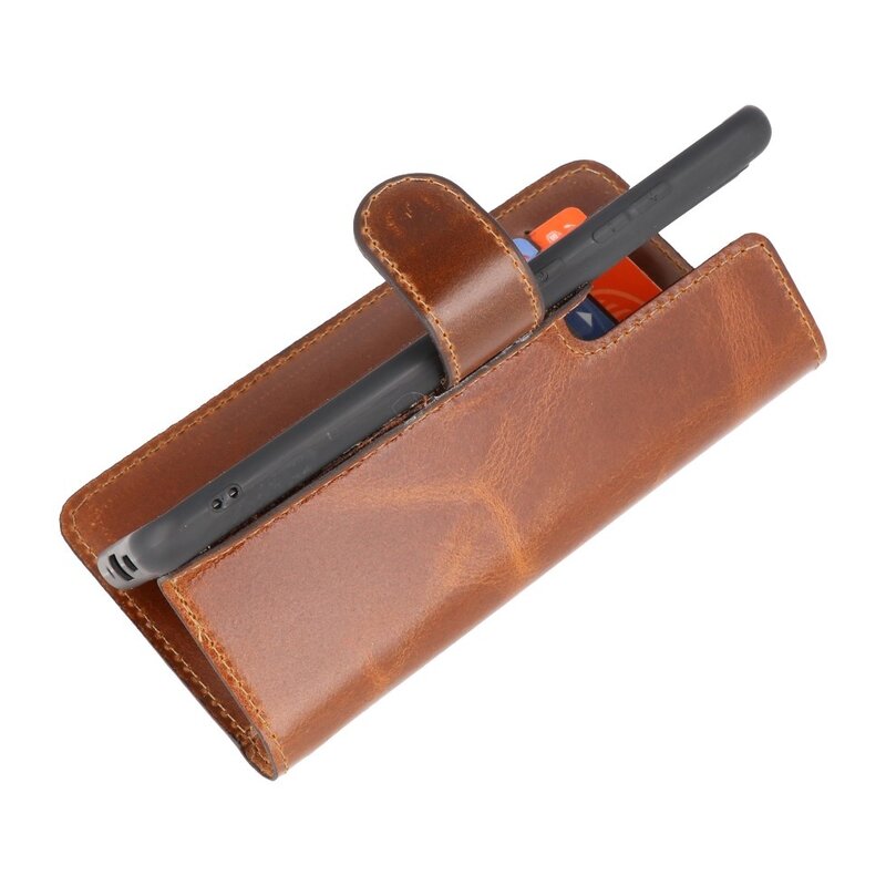 Custodia a libro in pelle MF fatta a mano per Samsung Galaxy S20 Ultra marrone