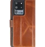 Funda de cuero hecha a mano MF Bookstyle para Samsung Galaxy S20 Ultra Brown