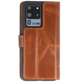 Funda de cuero hecha a mano MF Bookstyle para Samsung Galaxy S20 Ultra Brown