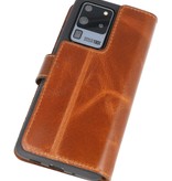 Funda de cuero hecha a mano MF Bookstyle para Samsung Galaxy S20 Ultra Brown