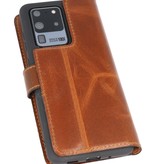 Funda de cuero hecha a mano MF Bookstyle para Samsung Galaxy S20 Ultra Brown