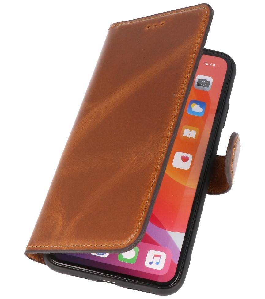 MF Håndlavet læderbogstyl iPhone Xs Max Brown