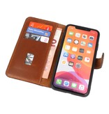 Étui de bibliothèque en cuir MF fait main iPhone Xs Max marron