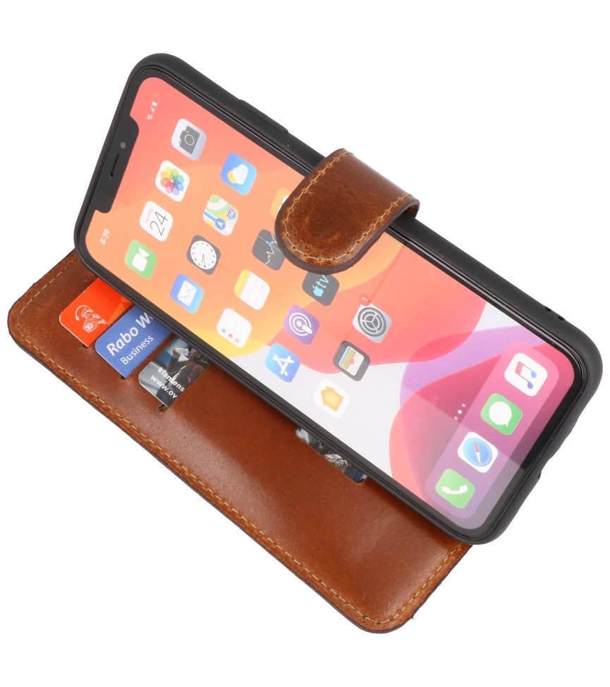 MF Håndlavet læderbogstyl iPhone Xs Max Brown