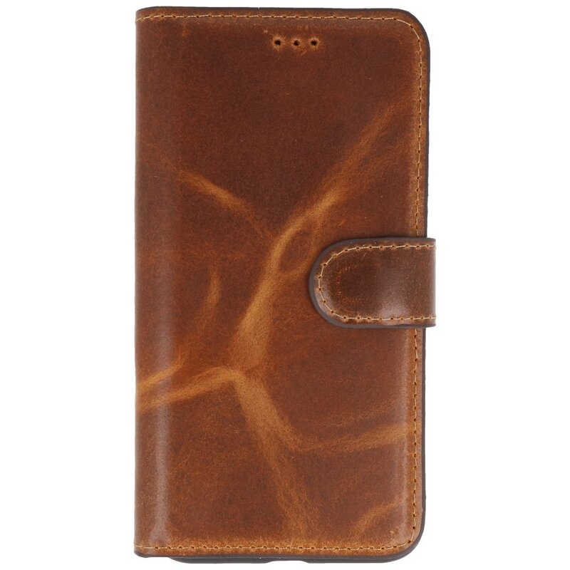 Custodia a libro in pelle fatta a mano MF per iPhone Xs Max marrone