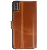 Custodia a libro in pelle fatta a mano MF per iPhone Xs Max marrone