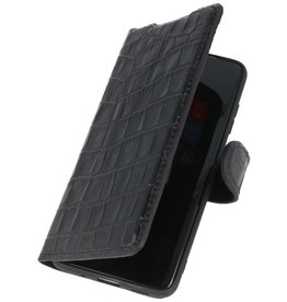 Funda de cuero hecha a mano de cocodrilo MF Samsung Galaxy S20 Ultra negro