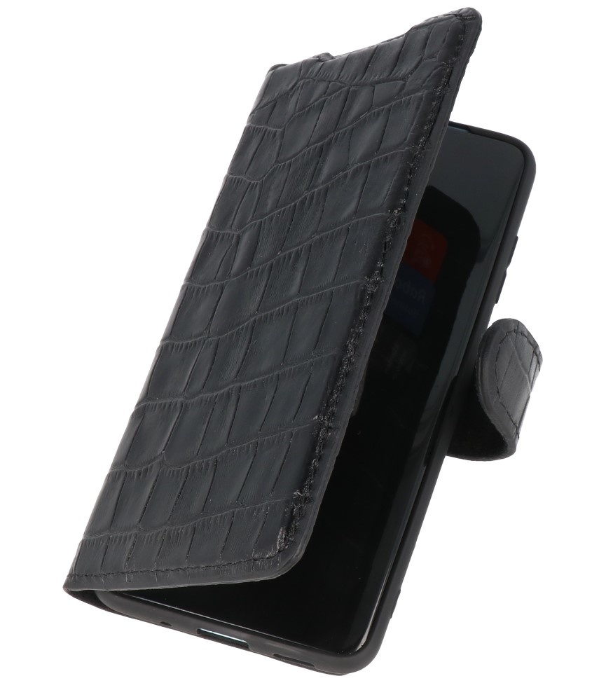 Funda de cuero hecha a mano de cocodrilo MF Samsung Galaxy S20 Ultra negro