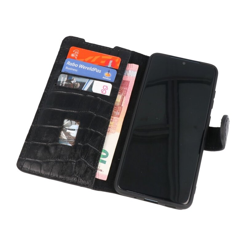 Custodia in pelle fatta a mano MF in coccodrillo Samsung Galaxy S20 Ultra nera