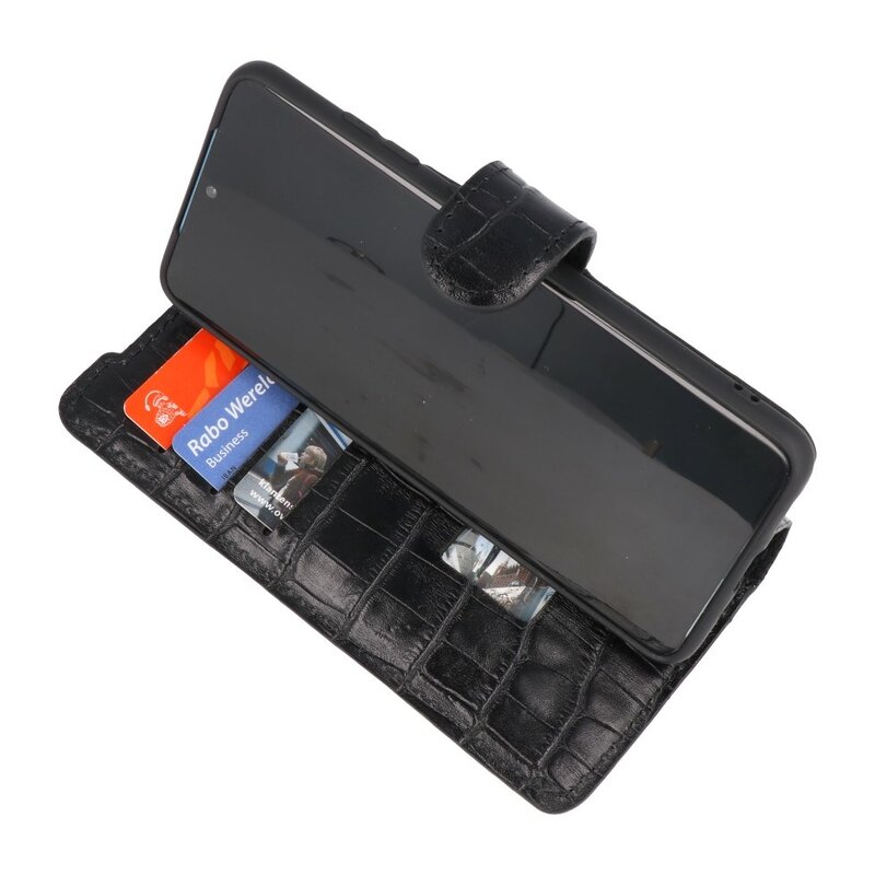 Custodia in pelle fatta a mano MF in coccodrillo Samsung Galaxy S20 Ultra nera