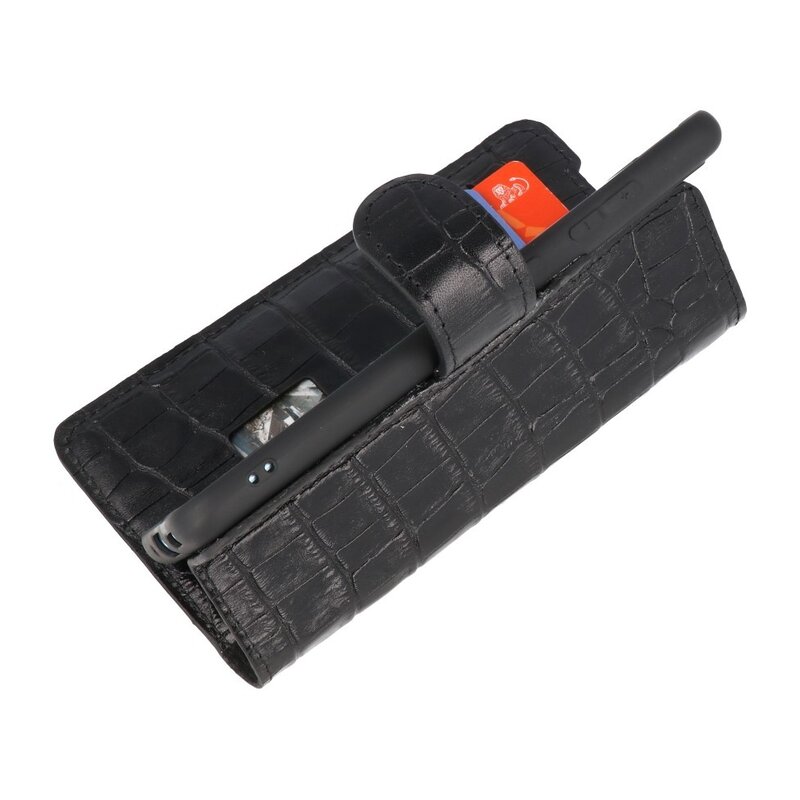 Custodia in pelle fatta a mano MF in coccodrillo Samsung Galaxy S20 Ultra nera
